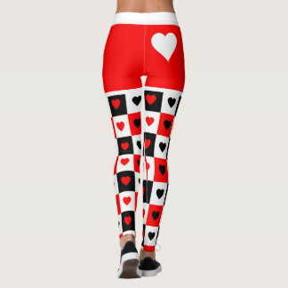 Bold Red, White, Black Hearts Trendy XOXO Leggings