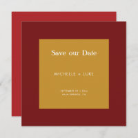 Bold Red Yellow Colour Block Abstract Wedding