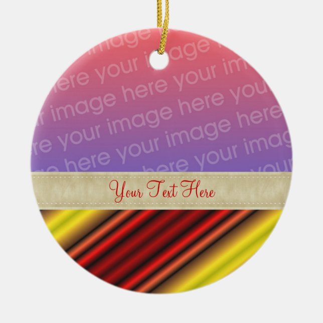 Bold Red Yellow Stripes Your Photo Ornament (Front)