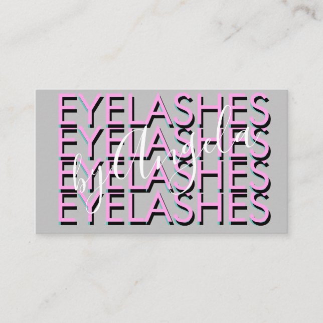  Bold Repeat  Eyelashes Salon Nails  Pink   Business Card (Front)