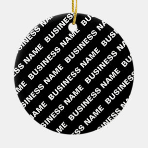 Bold Repeating Editable Name   Simple Black White Ceramic Tree Decoration