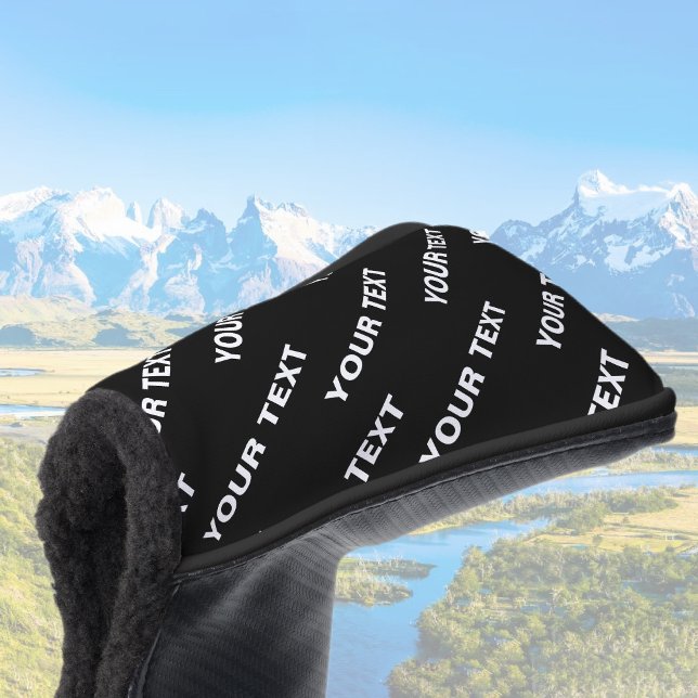 Bold Repeating Editable Name | Simple Black White Golf Head Cover (Creator Uploaded)