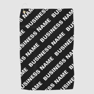 Bold Repeating Editable Name   Simple Black White Golf Towel