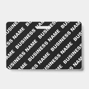 Bold Repeating Editable Name   Simple Black White ID Badge