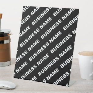 Bold Repeating Editable Name Simple Black White Pedestal Sign