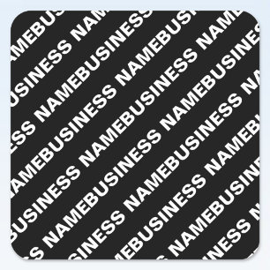 Bold Repeating Editable Name   Simple Black White Square Sticker
