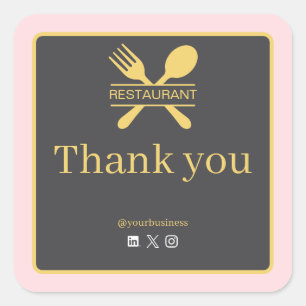 Bold Restaurant Thank You Sticker
