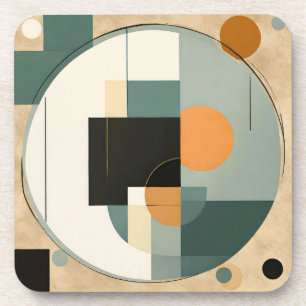 Bold Retro: Abstract Circles & Rectangles Coaster