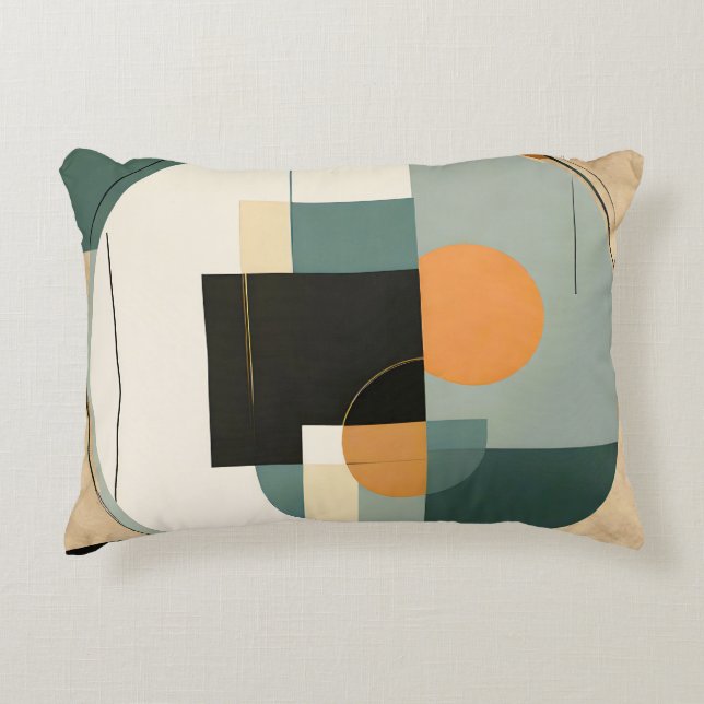 Bold Retro: Abstract Circles & Rectangles  Decorative Cushion (Front)