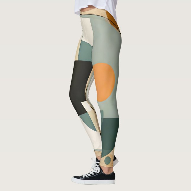 Bold Retro: Abstract Circles & Rectangles  Leggings (Left)