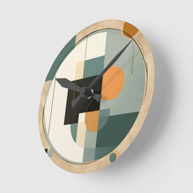Bold Retro: Abstract Circles & Rectangles  Round Clock (Angle)