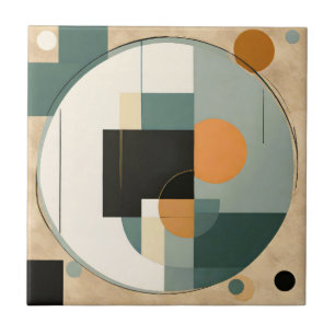 Bold Retro: Abstract Circles & Rectangles Tile