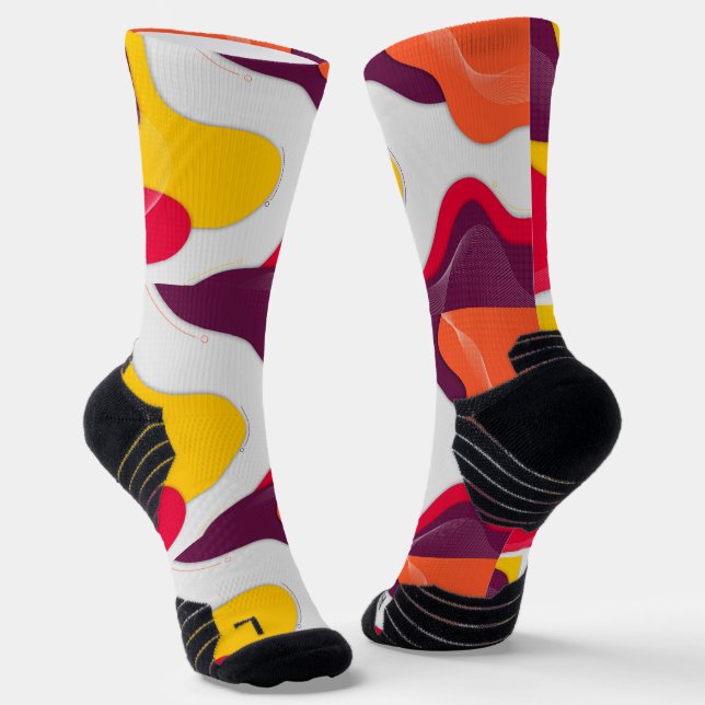 Bold Retro Abstract Colorwave Socks (Angled)