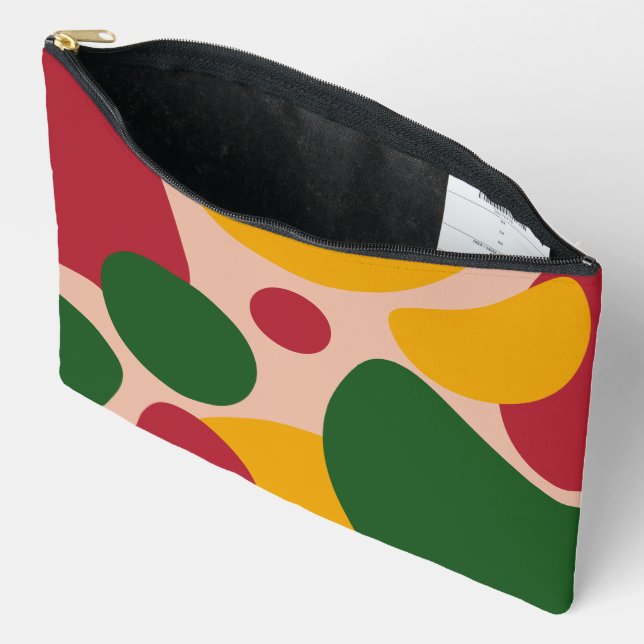 Bold Retro Abstract Shapes Pattern  Accessory Pouch (Open)