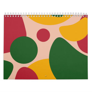 Bold Retro Abstract Shapes Pattern Calendar