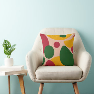Bold Retro Abstract Shapes Pattern Cushion