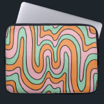 Bold Retro Abstract Wavy Lines  Laptop Sleeve<br><div class="desc">Boho 70's style abstract pink orange green wavy lines laptop case. A 60's and 70's style vibe.</div>