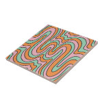 Bold Retro Abstract Wavy Lines  Tile<br><div class="desc">Boho 70's style abstract pink orange green wavy lines ceramic tile. A 60's and 70's style vibe. Think backsplash,  coaster tile,  tabletop DIY project,  bathroom,  fireplace hearth,  for the retro inspired individual. Be creative and use your imagination to find a variety of uses for unique tile accents.</div>