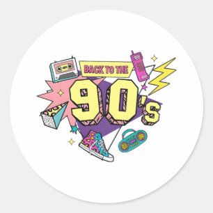 Bold Retro Back to the 90s Art Classic Round Sticker