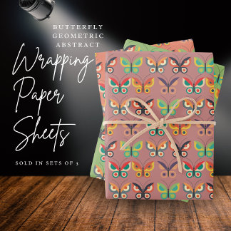 Bold Retro Butterfly Wrapping Paper 