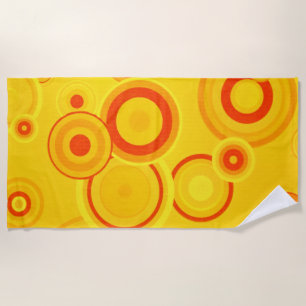 Bold Retro Circles Beach Towel – Yellow & Orange