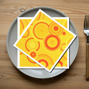 Bold Retro Circles Paper Napkins – Yellow & Orange