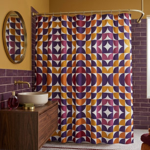 Bold Retro Circles Shower Curtain   Mid-Century