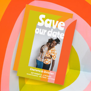 Bold Retro Citrus Save Our Date Wedding