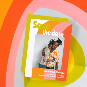 Bold Retro Citrus Save The Date Wedding