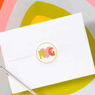 Bold Retro Citrus Wedding Classic Round Sticker