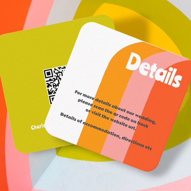 Bold Retro Citrus Wedding Enclosure Card (Bold Retro Citrus Wedding Enclosure Card from Ricaso. A fun statement for a fun couple)