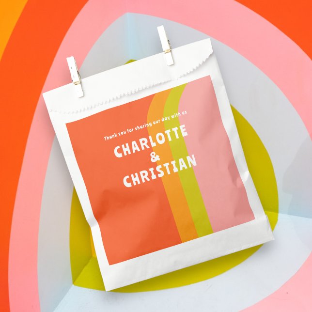 Bold Retro Citrus Wedding Favour Bags (Bold Retro Citrus Wedding Favor Bag. Personalized with your own text. Favor bags from Ricaso)