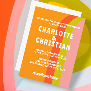 Bold Retro Citrus Wedding Invitation