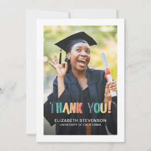 Bold retro colours Graduation thank you photo Card