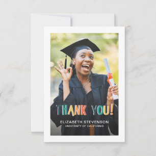 Bold retro colours Graduation thank you photo Card
