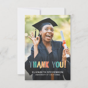 Bold retro colours Graduation thank you photo Card