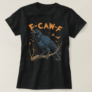 Bold Retro Crow Illustration Halloween Fun Design T-Shirt
