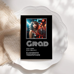Bold Retro Disco Graduation Photo Announcement