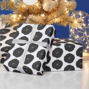 Bold Retro Flower Pattern in Black and White  Wrapping Paper