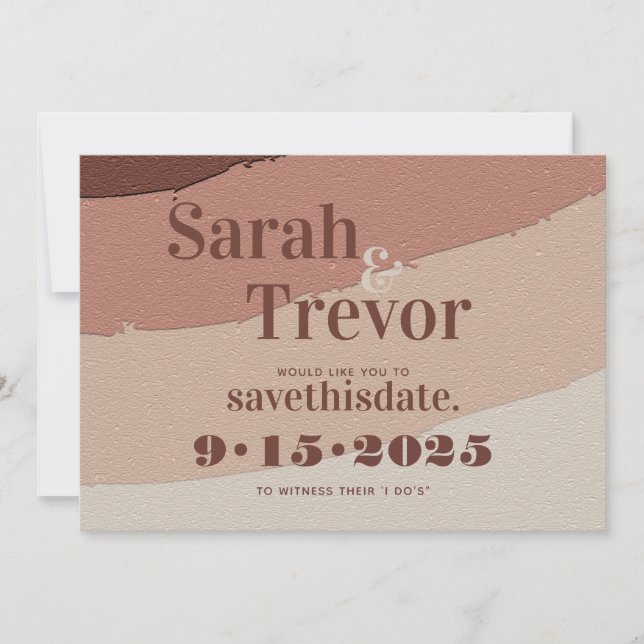 Bold Retro Fonts in Warm Earthy  Save The Date (Front)