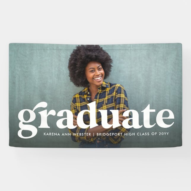Bold retro graduate one photo graduation banner (Horizontal)