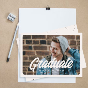 Bold Retro Graduation Photo Announcement Card