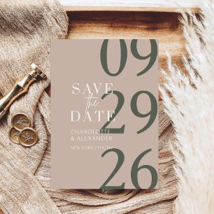 Bold Retro Green and Beige Elegant Wedding Save The Date