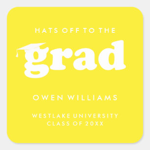BOLD RETRO HATS OFF TO THE GRAD GRADUATION STICKER