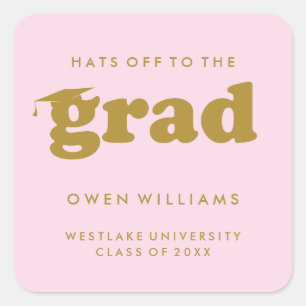 BOLD RETRO HATS OFF TO THE GRAD GRADUATION STICKER
