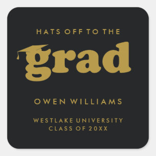 BOLD RETRO HATS OFF TO THE GRAD GRADUATION STICKER
