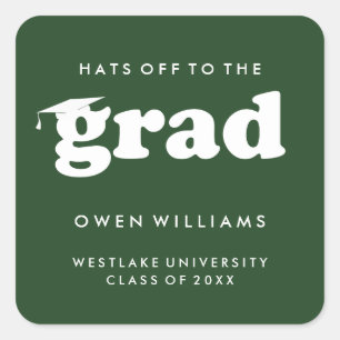 BOLD RETRO HATS OFF TO THE GRAD GRADUATION STICKER