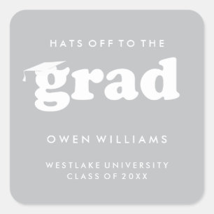 BOLD RETRO HATS OFF TO THE GRAD GRADUATION STICKER