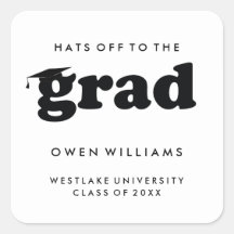BOLD RETRO HATS OFF TO THE GRAD GRADUATION STICKER