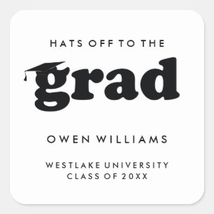 BOLD RETRO HATS OFF TO THE GRAD GRADUATION STICKER